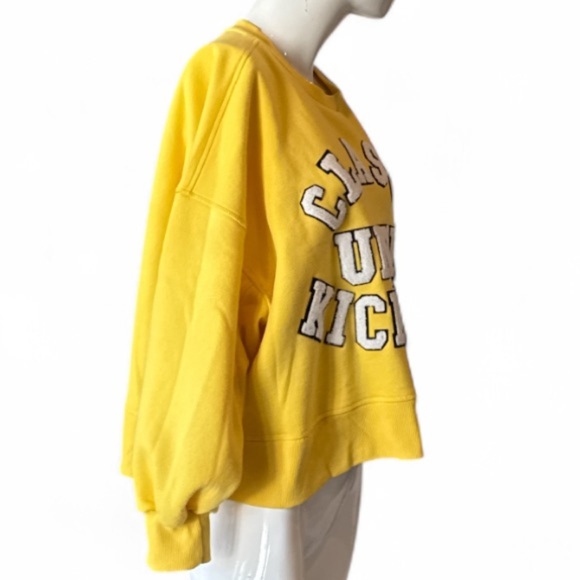 Judith March Classy Until Kickoff Yellow & White Football Pullover Size - Picture 4 of 10